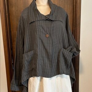 YASUKO KURISAKA HANDWOVEN GRAY COTTON JAPANESE DESIGN ONE SIZE FITS MOST JACKET